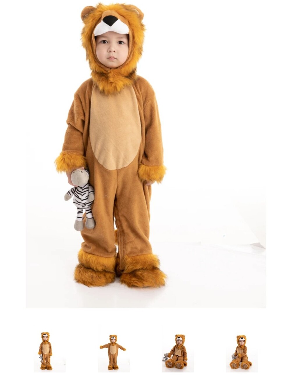 Kids Brown Lion Costume with Hooded Mane By Spooktacular Creations NWT